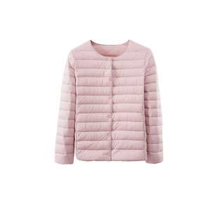 2026年雅鹿新款白鸭绒保暖开衫圆领羽绒服圆领轻薄短款修身外套