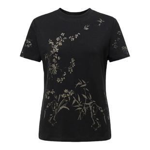 EP雅莹女装 细绒棉白色雅韵印花短袖t恤上衣 夏季商场同款5317A