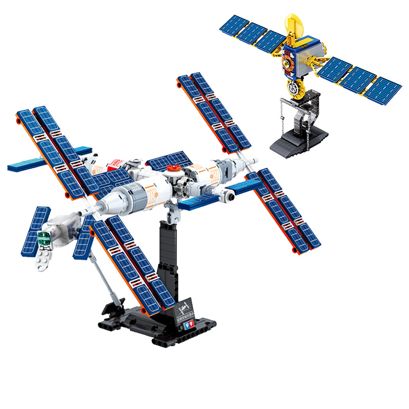 中国空间站积木拼装玩具航天模型摆件益智儿童新年礼物礼品男孩