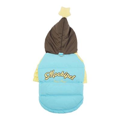 宠物冬季花边精灵帽撞色羽绒外套