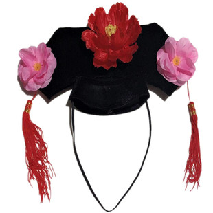 儿童成人格格帽子头饰头箍古装头饰旗头清朝满族发箍刺绣手帕围巾