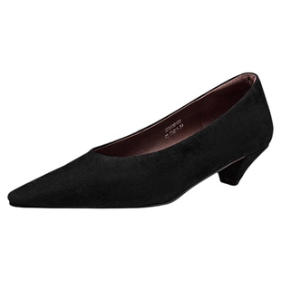 色非浅口单鞋女2026新款春季法式复古一脚蹬中跟鞋猫跟不累脚女鞋