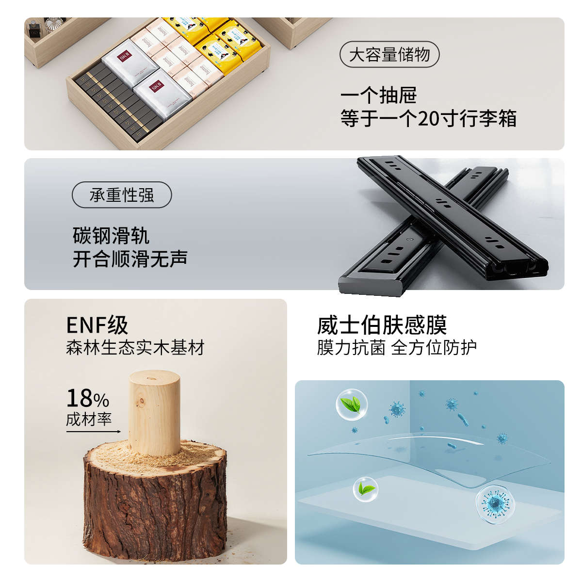 三梦马尔姆斗柜组合卧室床尾梳妆台客厅靠墙实木斗柜收纳置物柜子