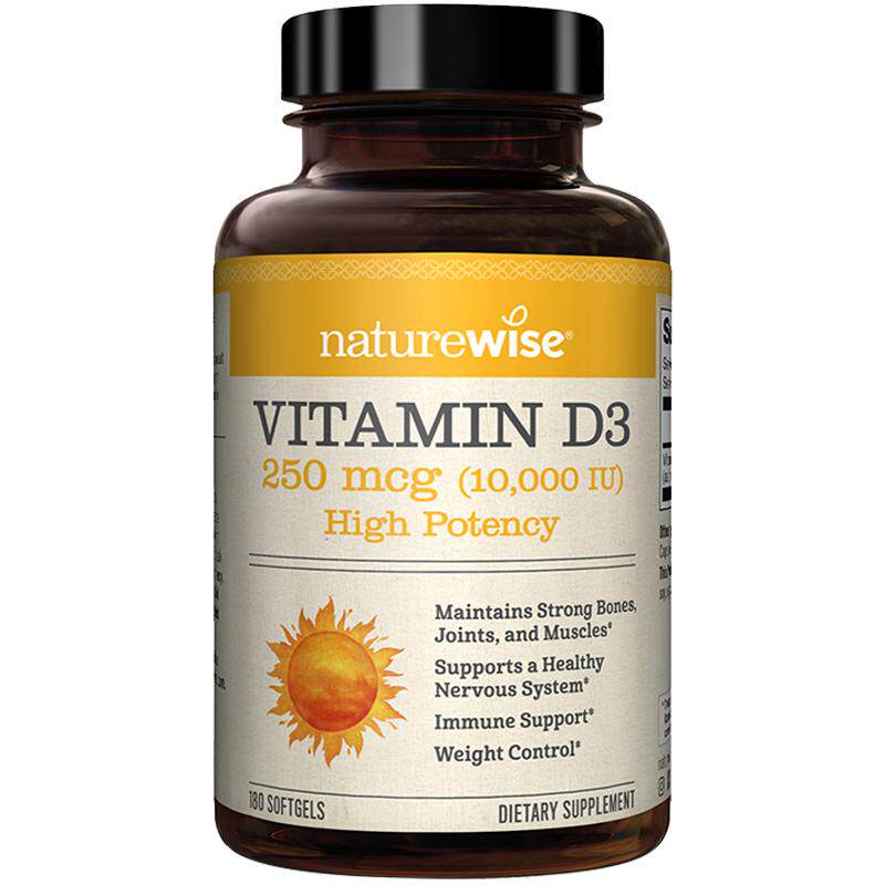 【自营】Naturewise10000iu活性维生素d3阳光瓶胶囊维他命vd180粒