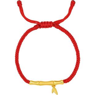 周六福黄金手链足金女戒定价鸿福竹节高升手绳送女朋友新年礼物