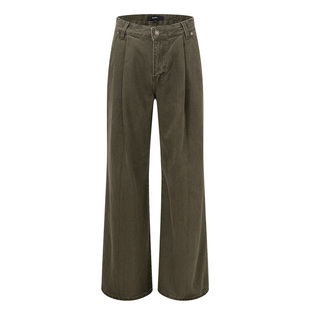 RAIVE2026春季女长裤韩系直筒口袋捏褶设计显瘦版型牛仔裤