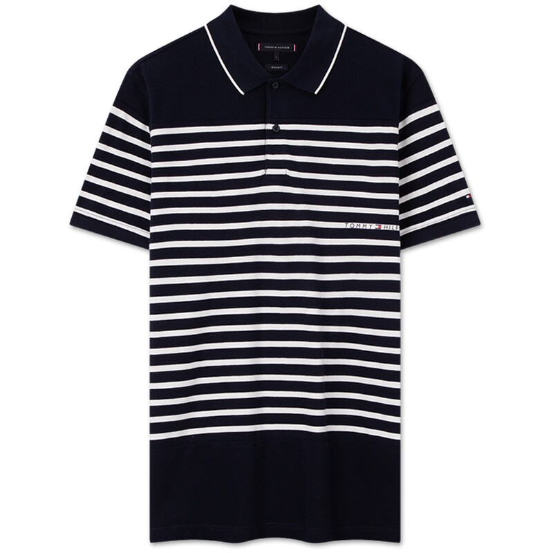 Tommy男装纯棉条纹宽松POLO衫