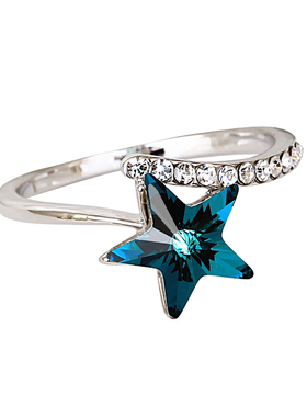 时尚简约水晶五角星女细款戒指