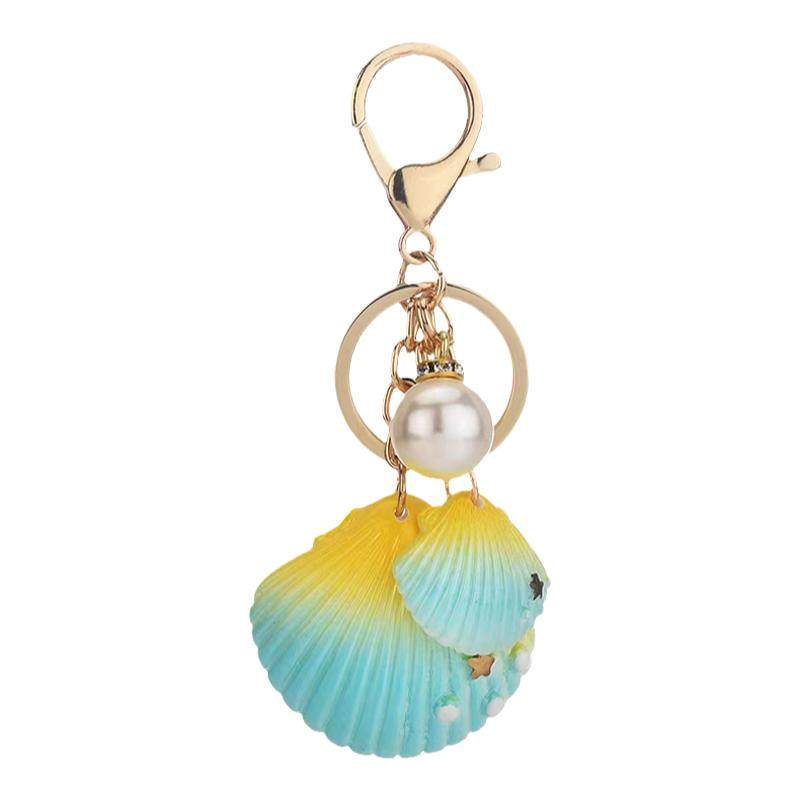 精致珍珠贝壳海螺钥匙扣情侣包包钥匙链海洋海边纪念品挂件高级感
