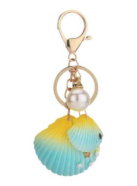 精致珍珠贝壳海螺钥匙扣情侣包包钥匙链海洋海边纪念品挂件高级感