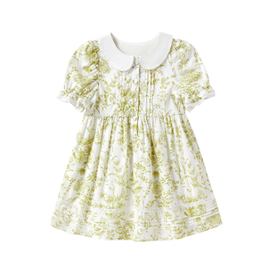 【清仓】全棉时代女童碎花连衣裙儿童裙子国风裙子公主裙新中式