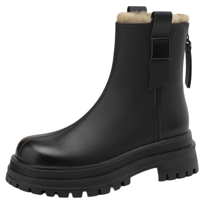 达芙妮女鞋正品！加绒厚底短靴