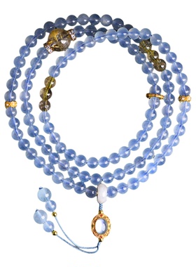 海蓝宝水晶手串女蓝水晶多圈手链