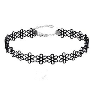 不掉色颈链S925纯银黑色蕾丝choker项圈女颈带锁骨链小众设计高级