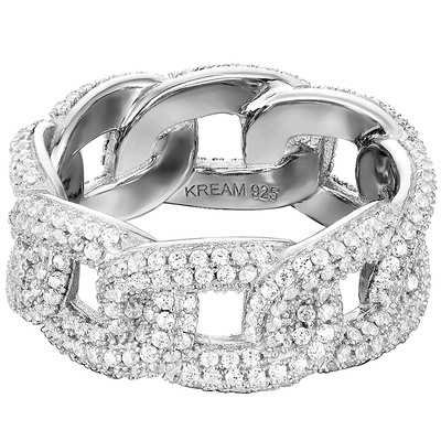 纯银满钻古巴男女明星同款链条