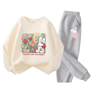 真维斯童装女童套装秋冬款儿童秋季休闲舒适卫衣女大童秋装运动服