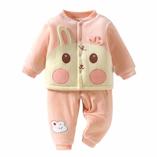 新生婴儿分体套装秋冬外穿冬季宝宝棉服灯芯绒加厚棉衣服保暖棉袄