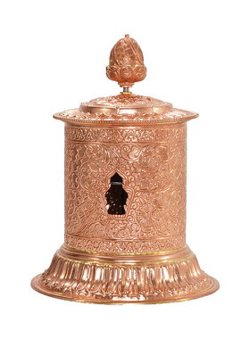 西藏铜雕指捻转轮摆件