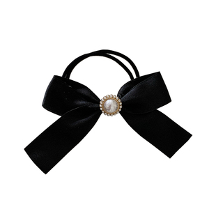 Pree小赫本法式黑色蝴蝶结极简发圈头绳皮筋扎马尾2026新款皮筋