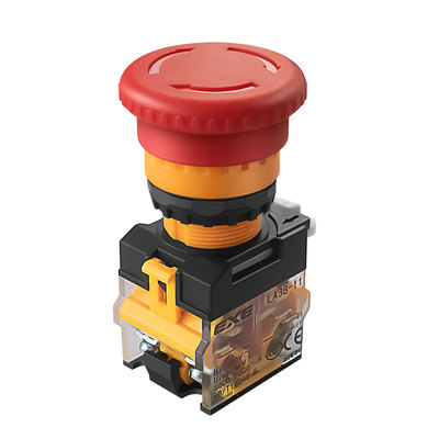 LA38急停开关蘑菇头旋转按钮自锁