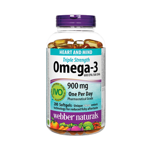 进口加拿大Webber伟博三倍900mg中老年人深海鱼油omega3胶囊200粒