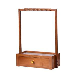 楠竹毛笔架实木笔挂多功能创意书法置物架桌面摆件带抽屉笔架挂毛笔的架子画笔文房四宝学生用品简约桌面收纳