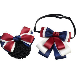 领结蝴蝶结头花套装职业领花女银行柜员酒店上班发网网兜衬衫配饰