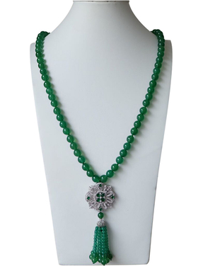 微镶锆石绿玛瑙长款项链毛衣链