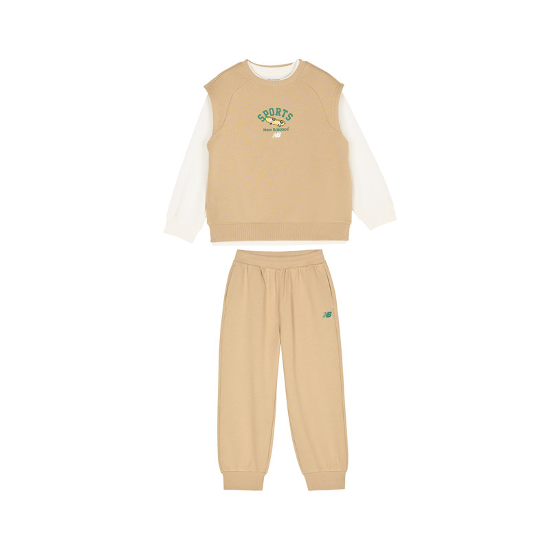 Newbalance nb官方童装 4-14岁男女童秋冬新品加绒套装背心三件套