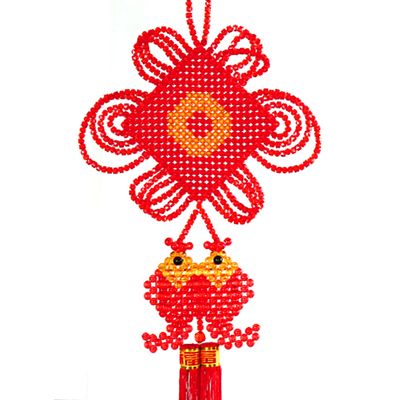 半斤价手工串珠红色动物眼睛