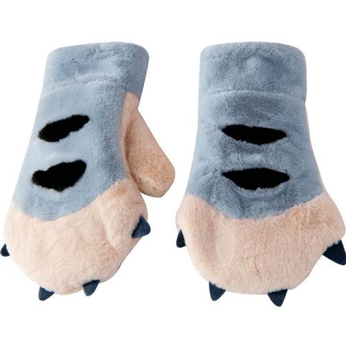 女士手套秋冬季冬天加绒加厚户外保暖棉可爱卡通虎爪子毛绒女孩潮