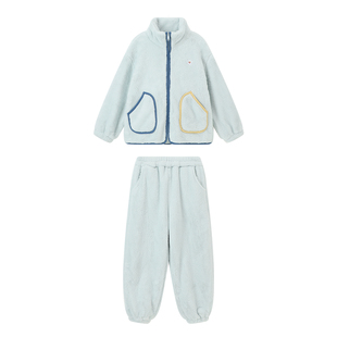 布丁哈鲁冬装童装女童睡衣2026秋冬季新款儿童毛绒家居服套装