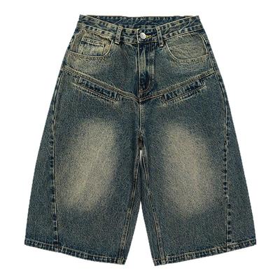 GOGOSOON夏季新款牛仔七分裤2025男生复古潮牌宽松百搭情侣直筒裤