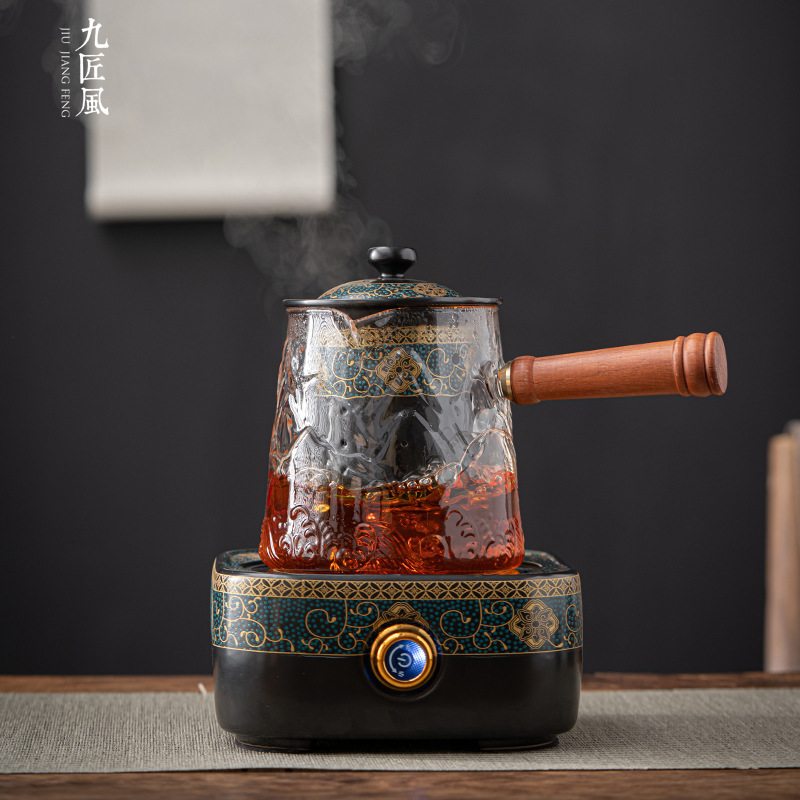 九匠风玻璃煮茶壶带耐热中式煮茶器过滤玻璃茶壶古家用韵陶瓷