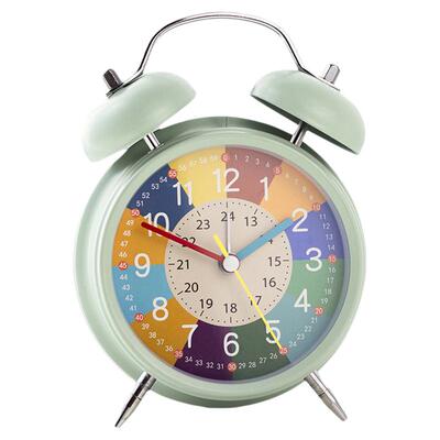 儿童认时钟表金属静音走时闹钟