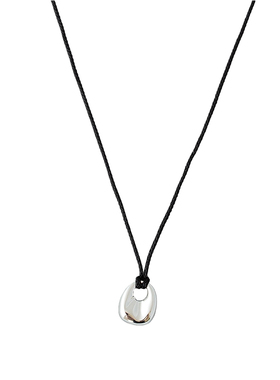 银色小包项链黑绳可调节毛衣链女