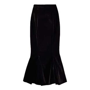 金丝绒半身裙女欧货2025冬季新款高腰显瘦百搭包臀裙中长款鱼尾裙