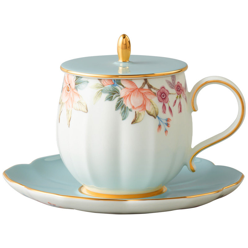 国瓷永丰源天青时代盖杯陶瓷水杯茶杯高档轻奢送礼290ml