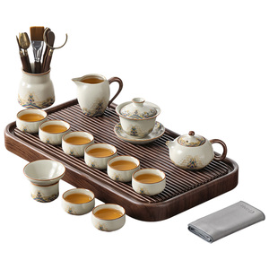 汝窑茶具套装2025新款家用功夫茶杯茶盘新中式盖碗茶壶泡茶一整套