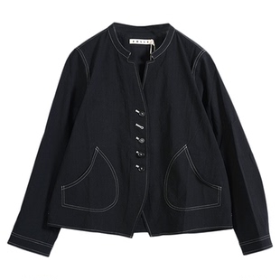 ZOLLE因为新中式不规则设计立领明线设计短款西装外套