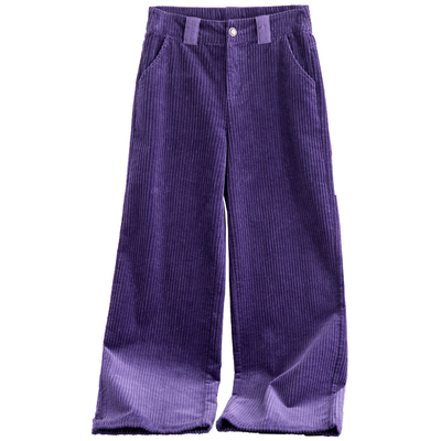 紫色灯芯绒裤子女秋冬加绒阔腿裤