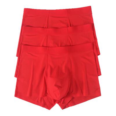 真维斯男士红色内裤男冰丝平角裤夏季透气无痕大红本命年四角裤