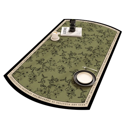 轻奢高级感中间椭圆形折叠餐桌桌垫防水防油隔热垫耐高温pvc桌布