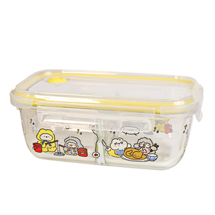 高硼硅玻璃饭盒可微波炉加热专用上班族带饭便当碗分隔餐盒保鲜盒