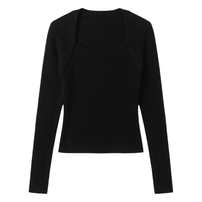 法式方领内搭高级感拼接针织打底