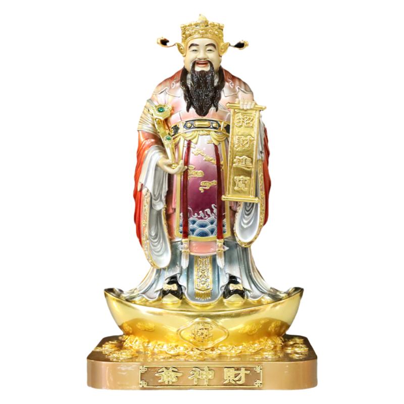 台湾黄铜彩绘财神爷神像招财家用