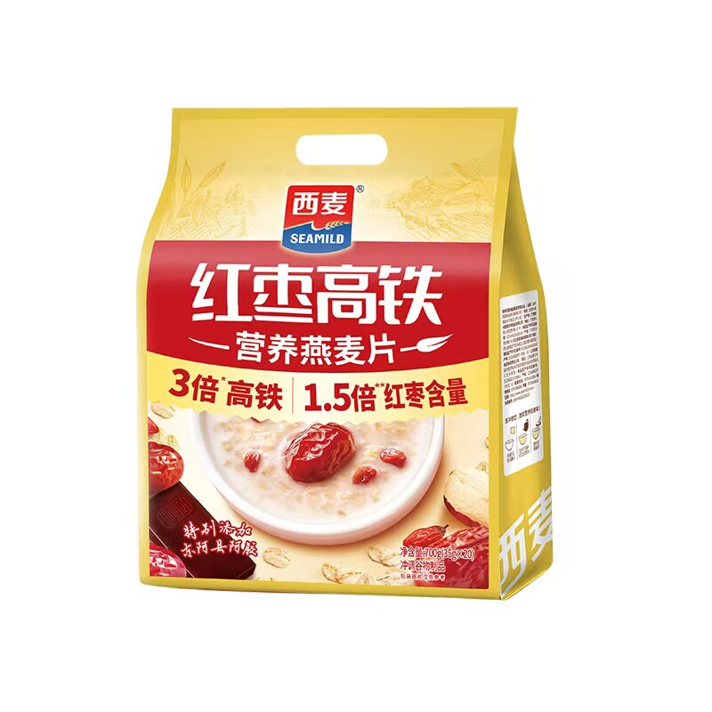西麦红枣高铁营养燕麦片700g袋中老年速溶高钙即食冲饮营养品早餐