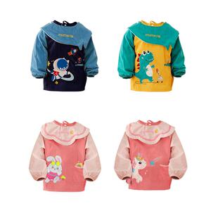 宝宝罩衣冬天防水防脏吃饭围兜儿童长袖围裙男童女童灯芯绒反穿衣