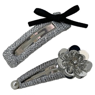 银色系的腔调~原创设计蝴蝶结珍珠花朵发夹对夹BB夹刘海碎发夹