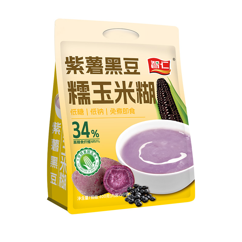 智仁紫薯黑豆糯玉米糊高膳食纤维含花青素健康早代餐营养冲泡即食